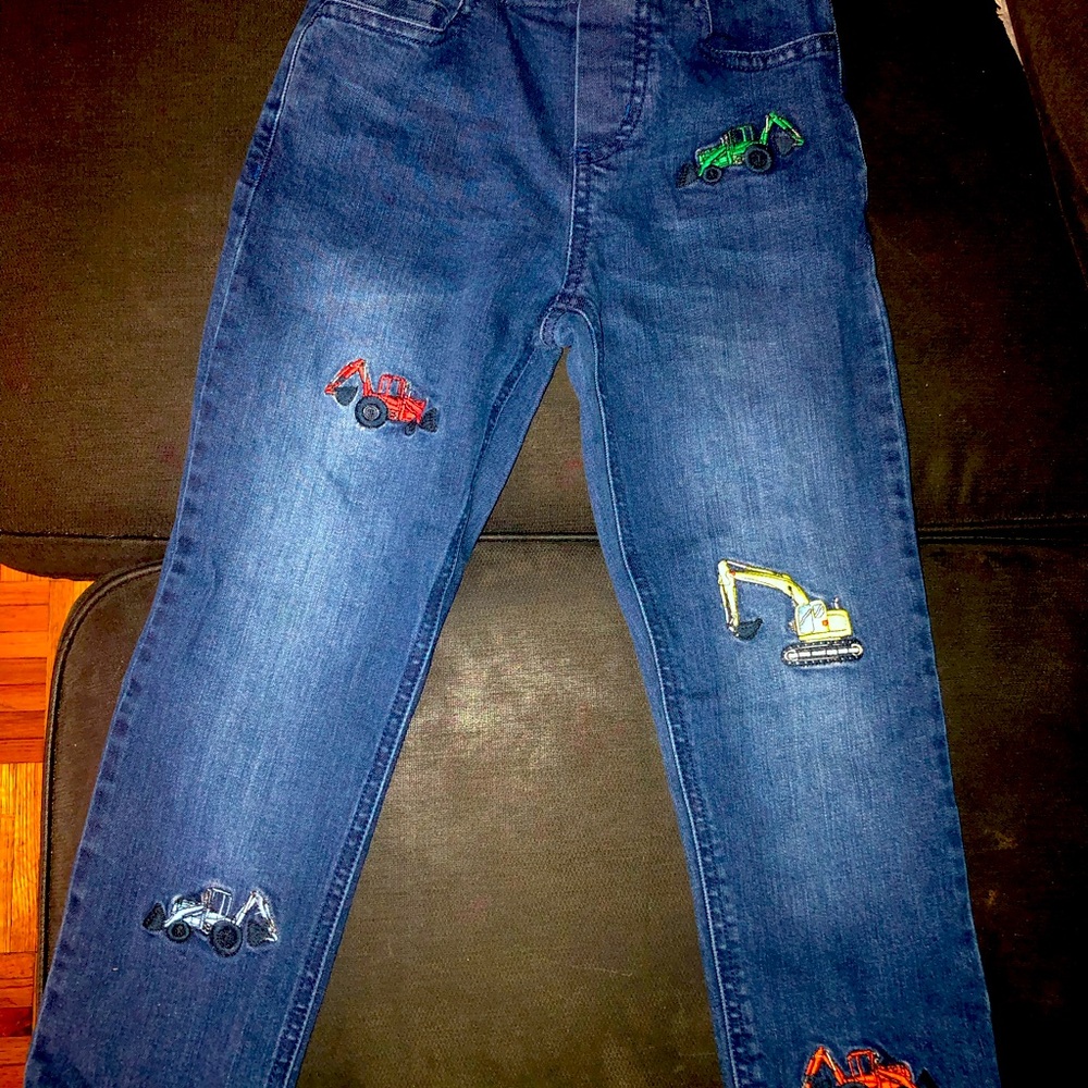 Boys Boden construction embroidered jeans. Sz 5